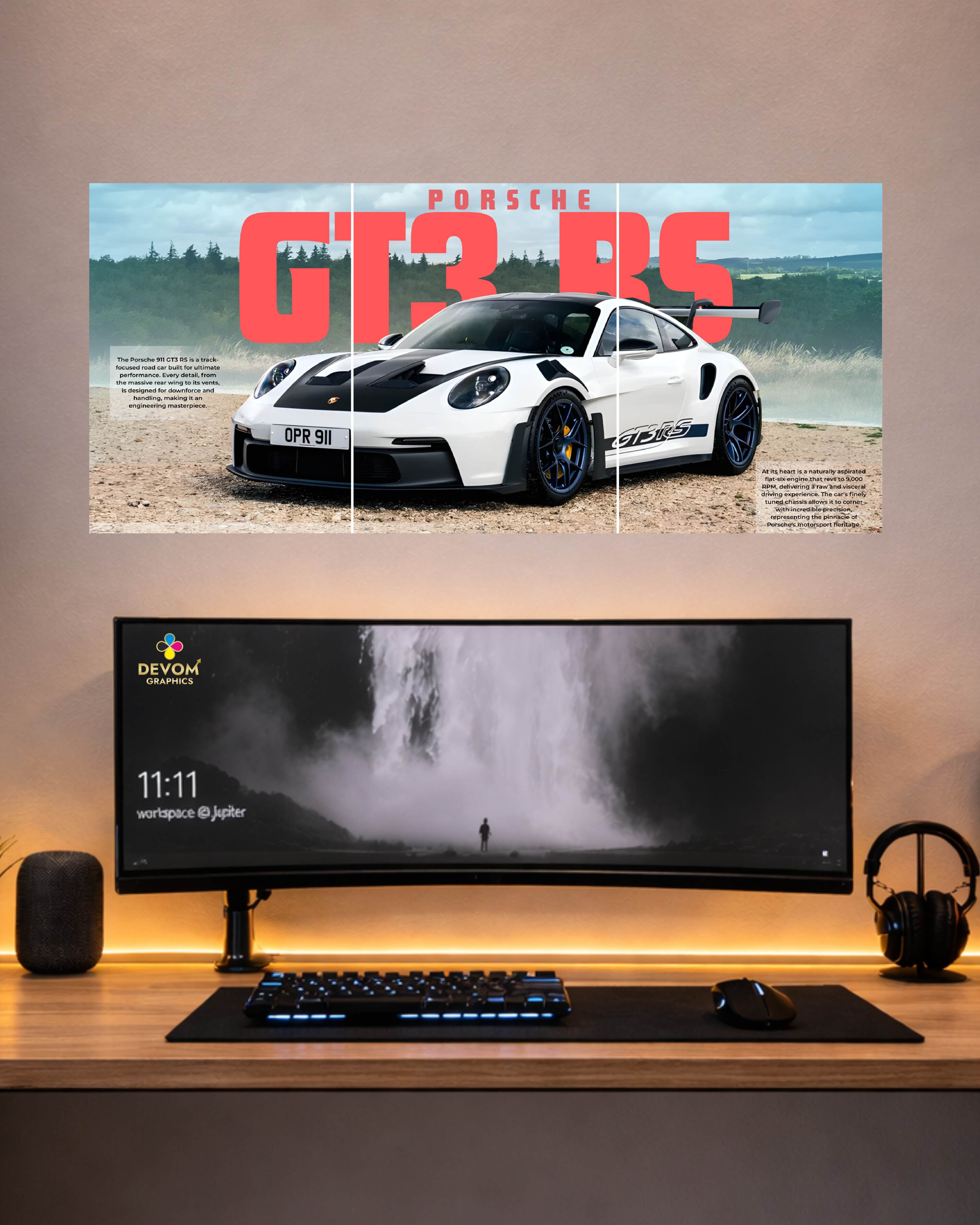 PORSCHE GT RS  Split Poster